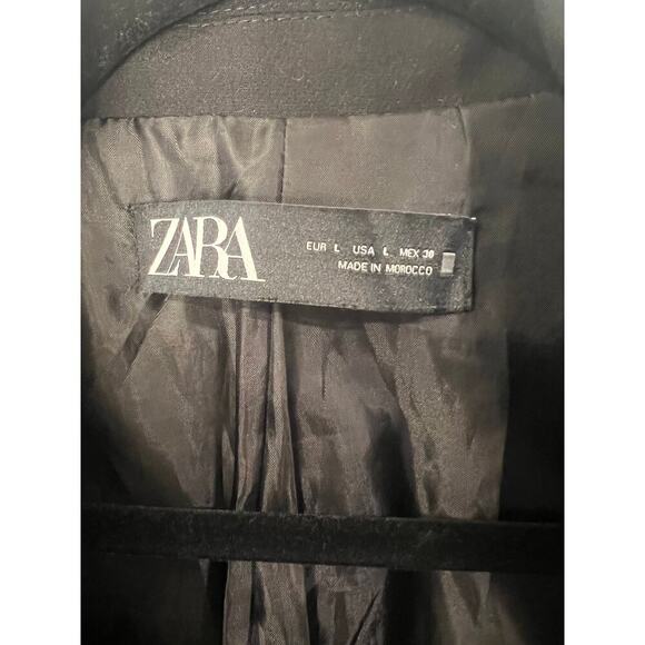 ZARA Womens Large Double Breasted minimalist Black Blazer  Large - Picture 4 of 4